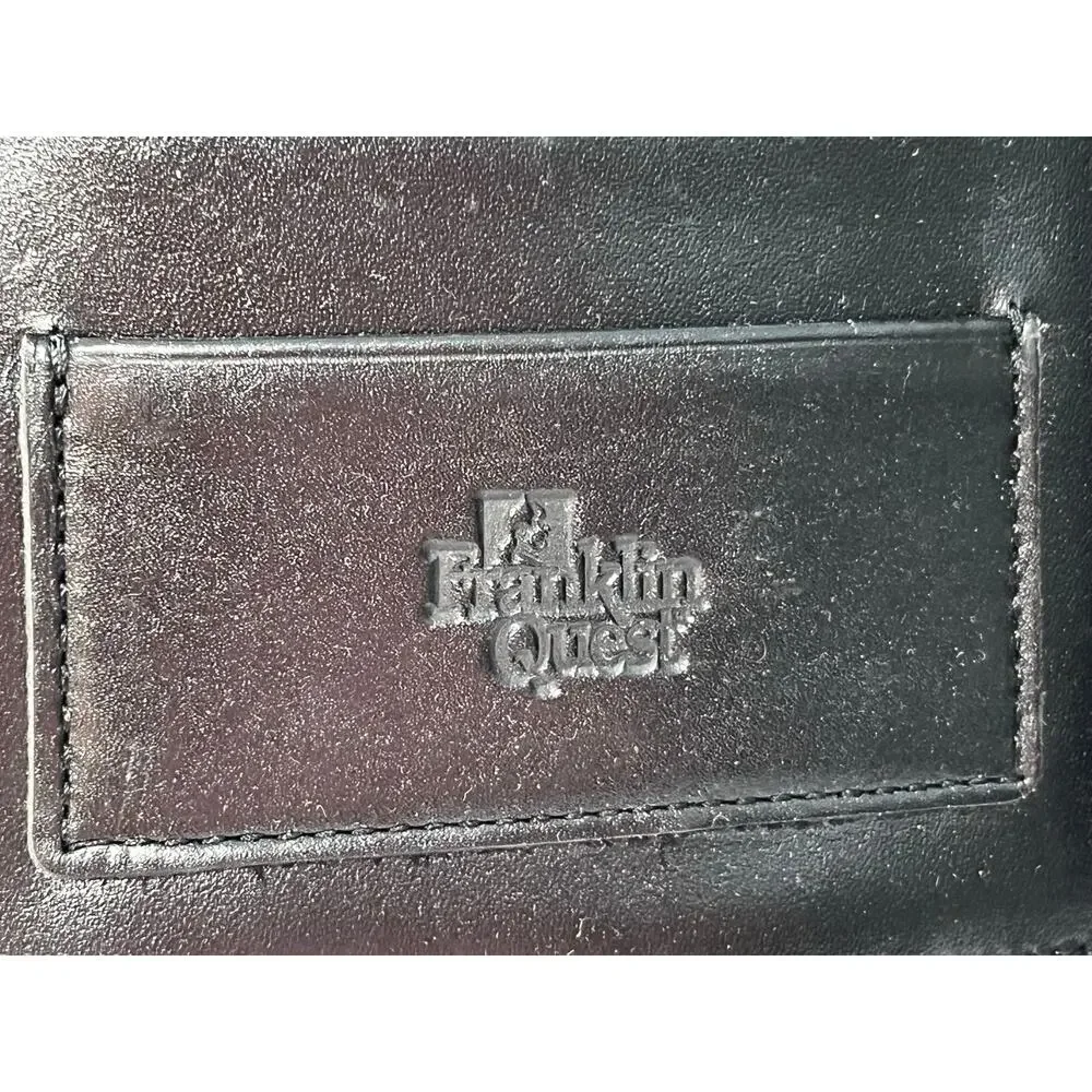 VTG Franklin Quest Black Leather Planner Binder 9.5”x11.5” Office Academia